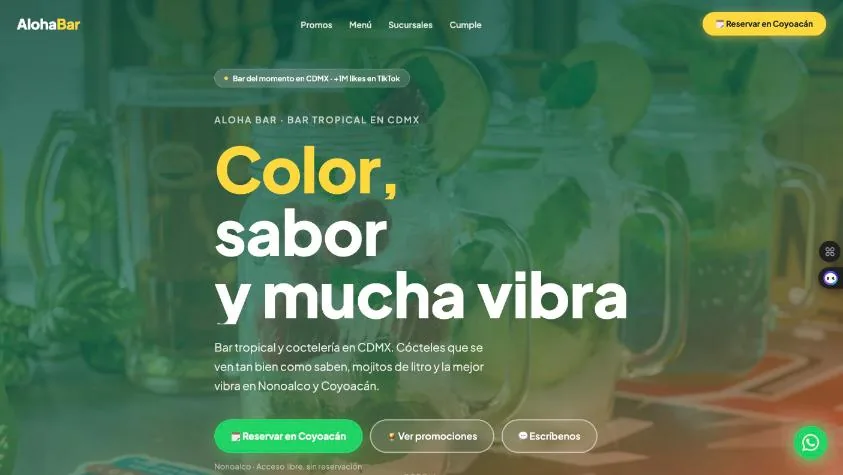 Portada de la página de Aloha Bar